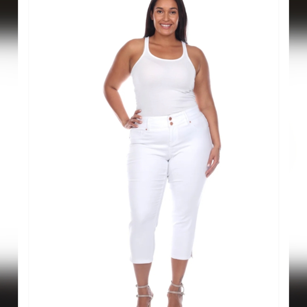 Roz & Ali White Denim Ankle Pants Sz. 14P